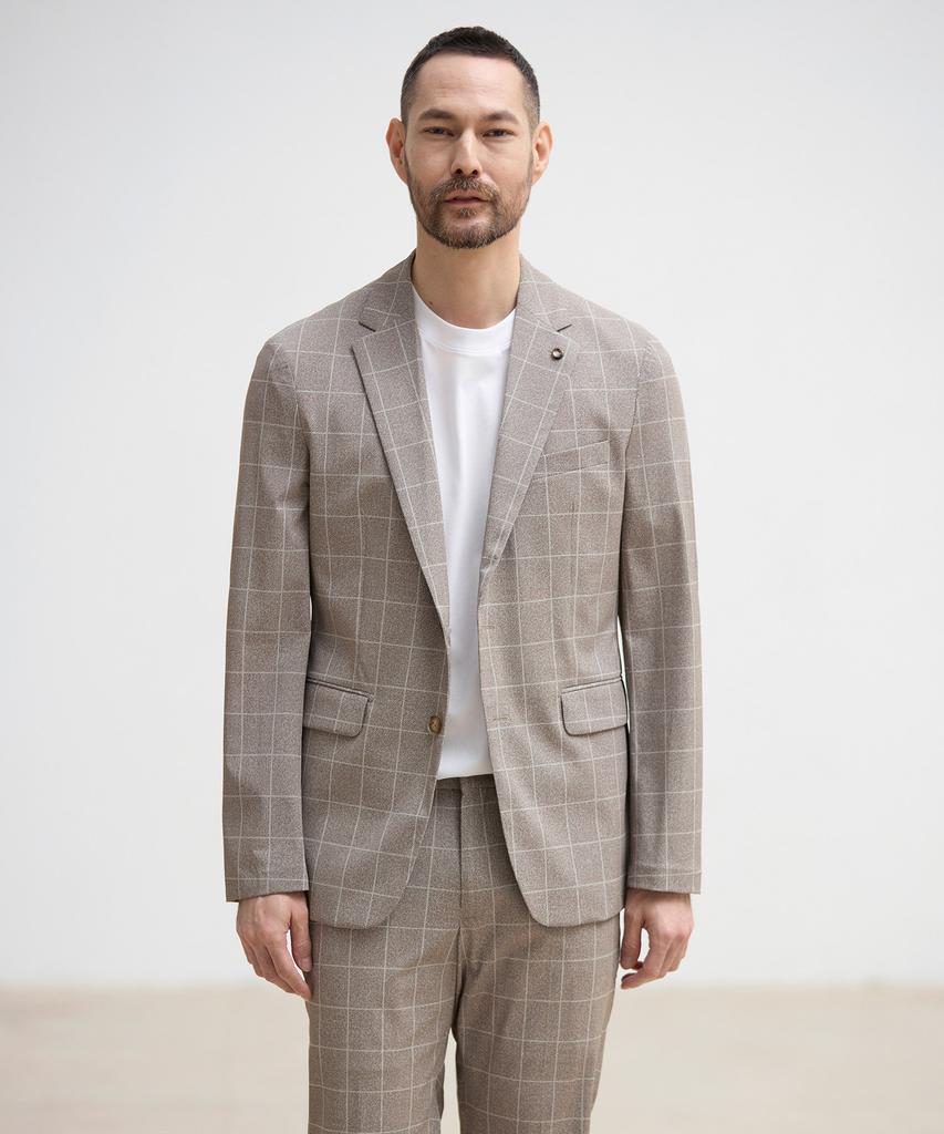 Stco [Summer Setup] Ice Touch Power Stretch Setup Set_Beige Check (Slim Fit)_Sejub06Set
