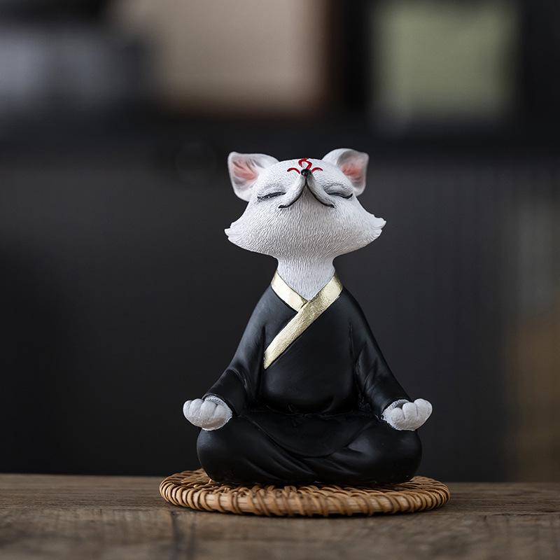 "Zen Vit Räv Suckulent Bonsai: Mediterande Räv Prydnad för Trädgård, Balkong eller Bilinredning"