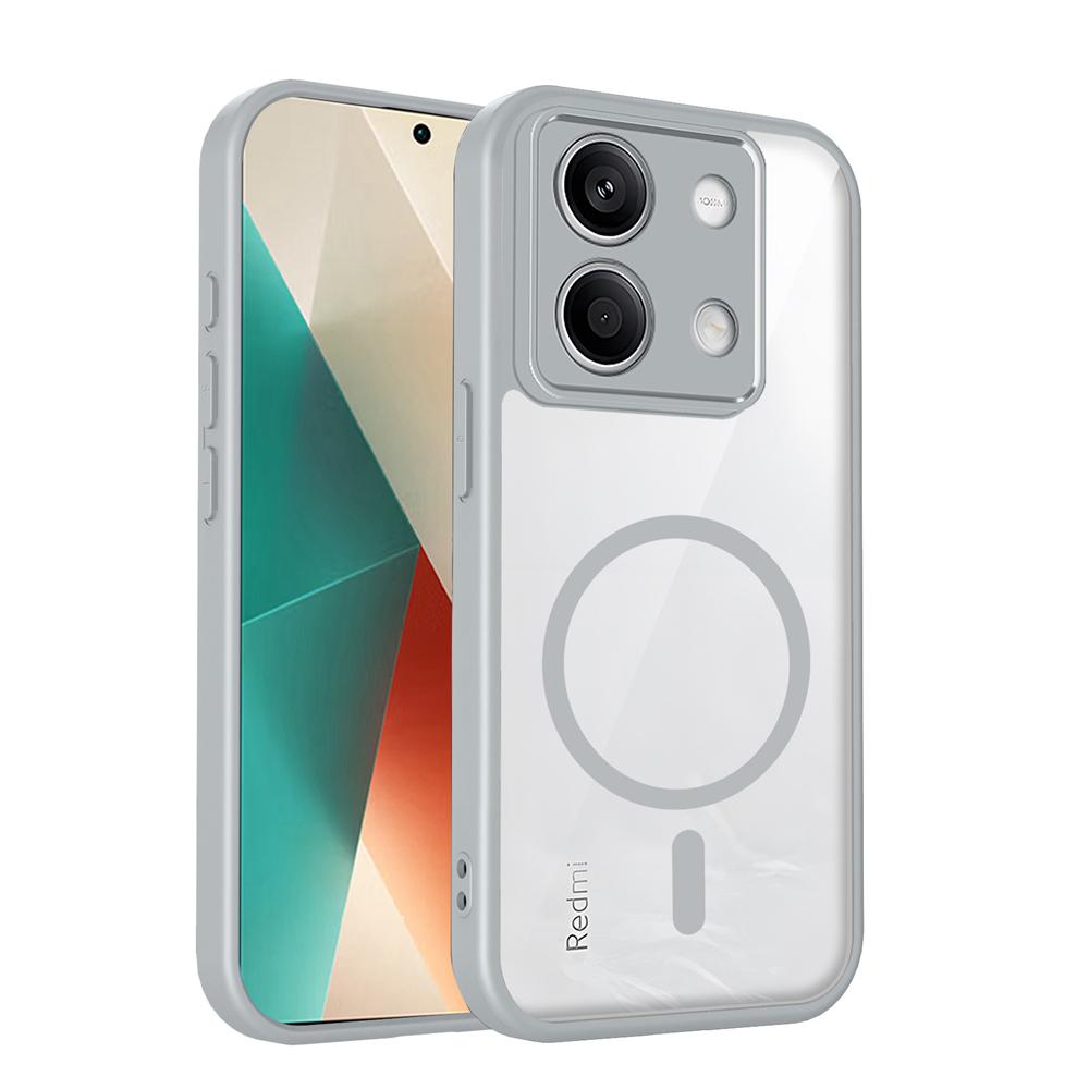 KEYSION Transparent Magnetic Phone Case for Xiaomi POCO M6 Pro 4G Soft Silicone+PC HD Clear Shockproof Back Cover for POCO X6 5G