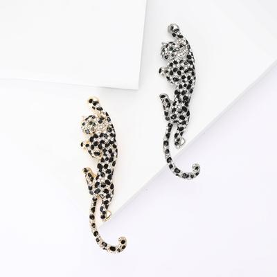 Brosche mit Leopardenmuster und Strasssteinen aus Legierung, exquisite hochwertige Anstecknadel für Anzüge und Mäntel für Damen und Herren