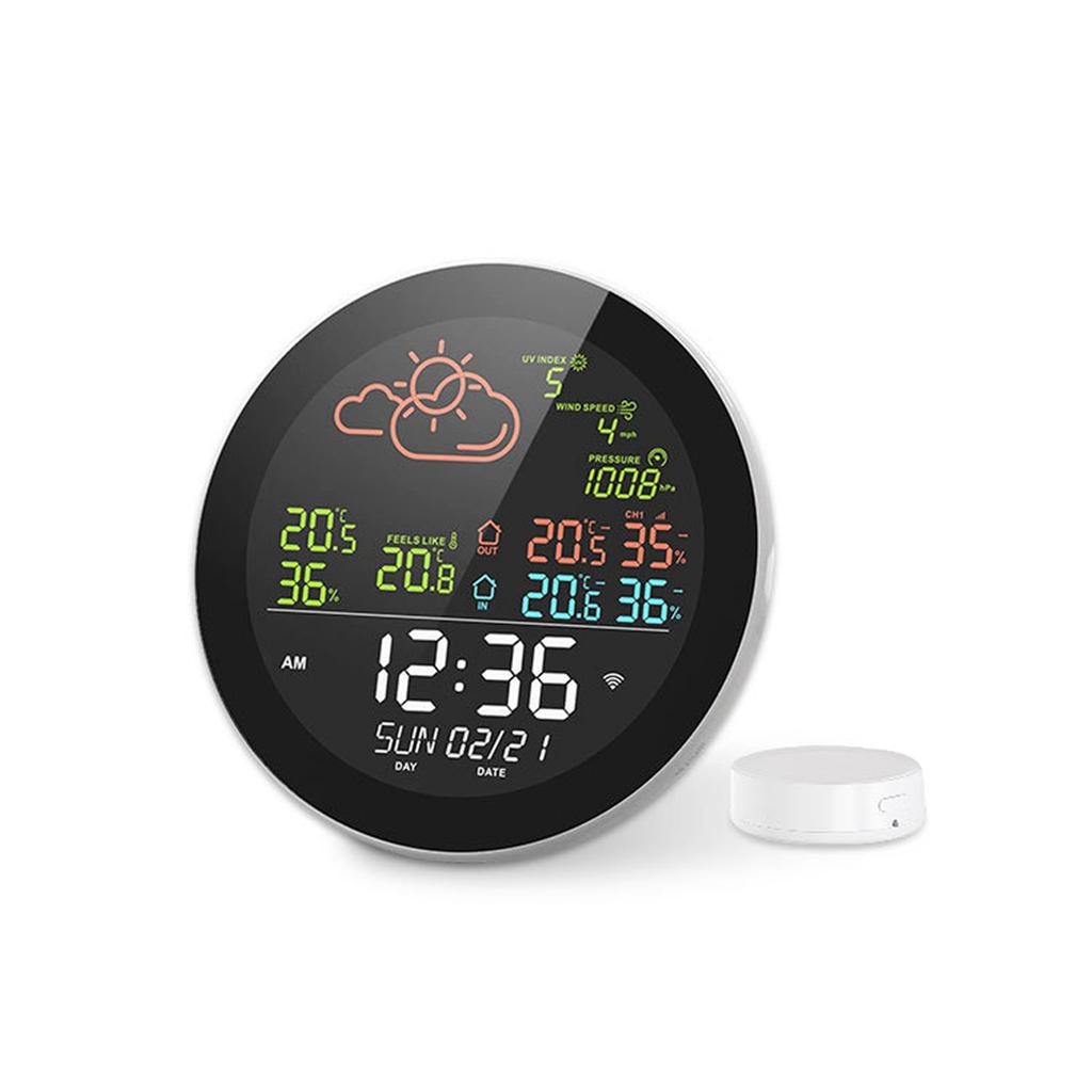 Wifi Temperature and Humidity Meter for Colorful LCD Display Multifunction Wther Station for Indoor Outdoor