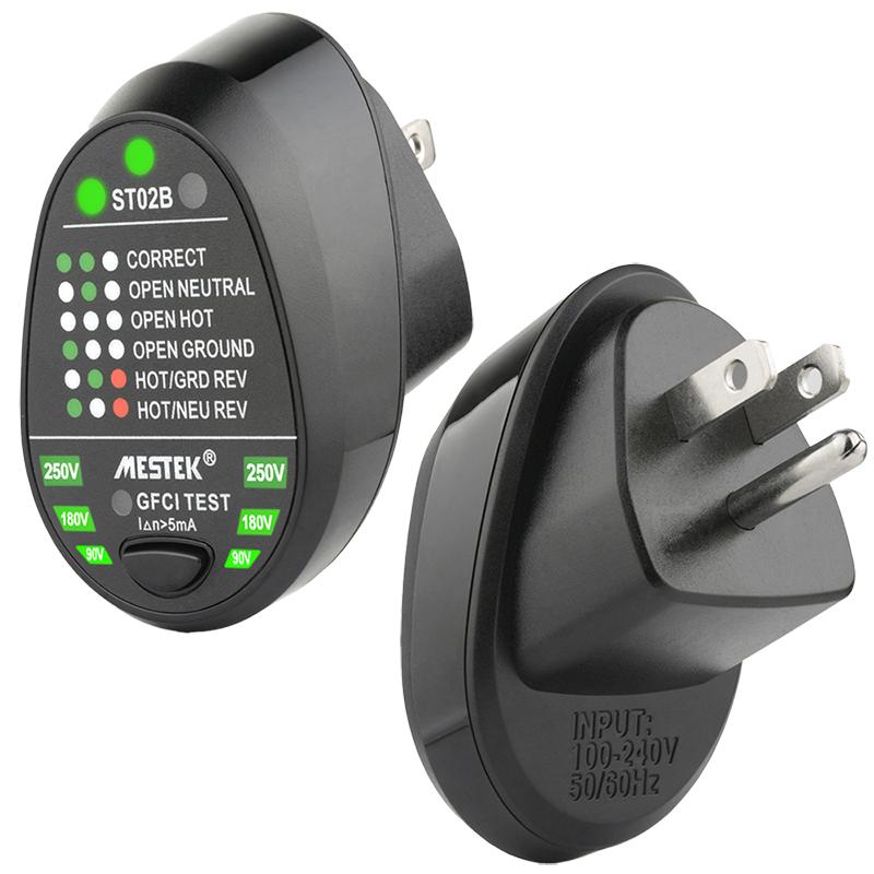 Socket Tester Voltage Test Socket Detector RCD EU/US/UK Plug Ground Zero Line Plug Polarity Phase Check Breaker Finder