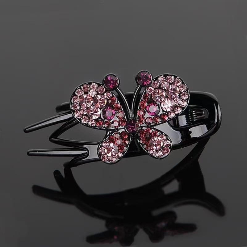 4PCS Butterfly Hair Barrettes with Rhinestones Decors for Women Girl Comfortable Wear Hair Clip for Various Hairstyles