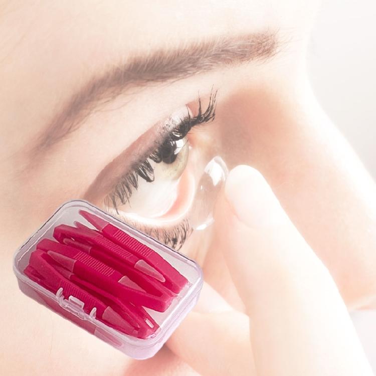 Pack Of 10 Colorful Lens Removing Tweezers with Container Box For Secure Contact Lenses Protections Everyday Travel Use