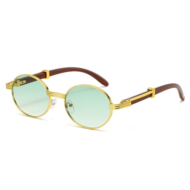 New European and American glasses, sunglasses, UV protection, oval metal frame fashion sunglasses, women's high-end big brands