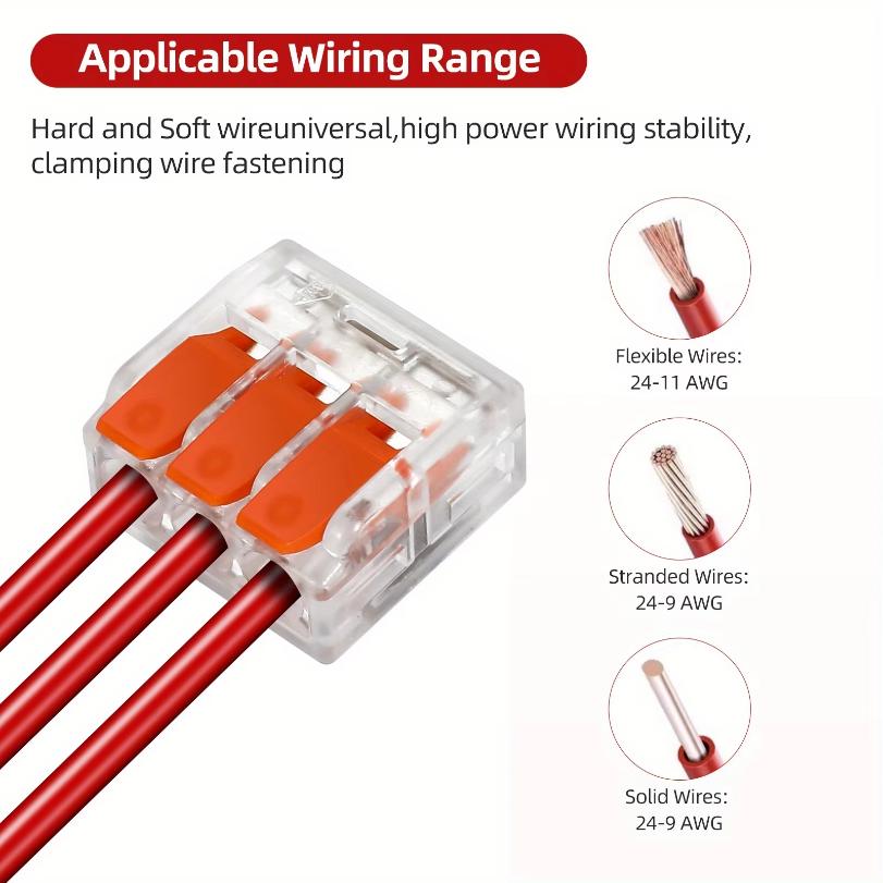 30pc Set of Orange Combination Cable Connectors 2-Port/3-Port/4-Port/5-Port Quick Cable Electrical Jacketed Connection Terminals