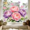 Creative Peony Butterfly Static Cling Window Glass Film Sticker for Bedroom Living Room Balcony Study Home Decor