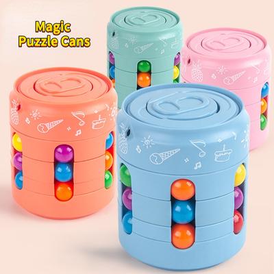 2 In 1 Magical Beans Fingertip Spinner Decompression Toys Small Magic Beads Cube Stress Relief Children Puzzle Cans Toys