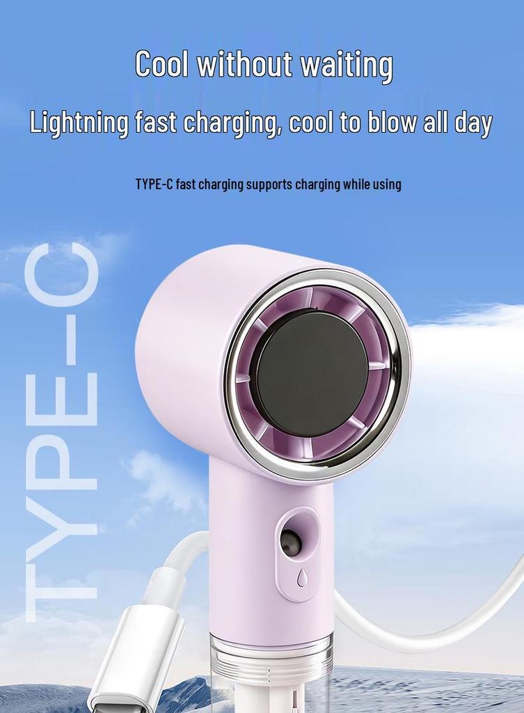 Portable Rechargeable Mini Fan: High-Speed, Long-Lasting Desktop & Handheld Humidifying Spray for Summer Cooling