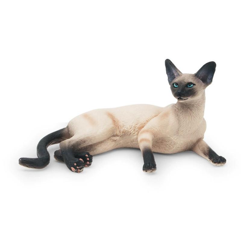 

Cat Animal Model Figurine Plastic Lazy Orange Siamese Static Decor For Home Office Siamese Lying