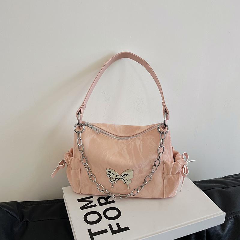 PU Material Four Seasons General Fashion All-match Small Backpack Chain Bow Solid Color Casual Dating Party Work