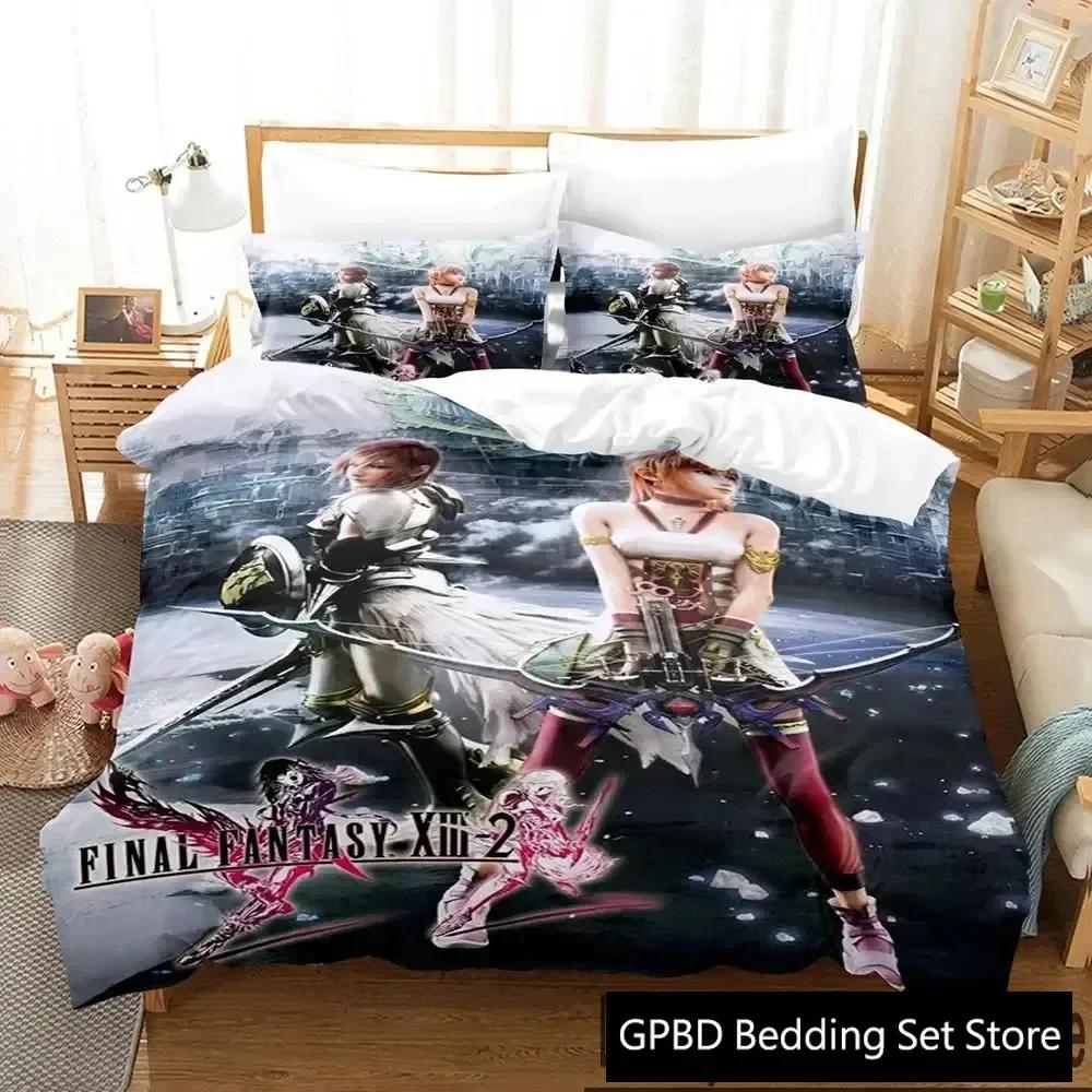 Anime Game Final Fantasy Xiii-2 Bedding Set 3D Printed Suitable For Bedroom Duvet Cover Set With Pillowcases Kids Home Textile