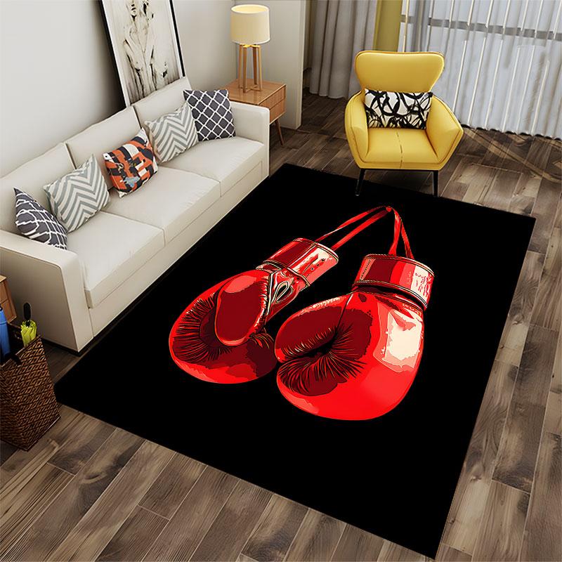 Red Boxing Gloves Design Carpet suitable as a non-slip mat for the living room or bedroom sofa