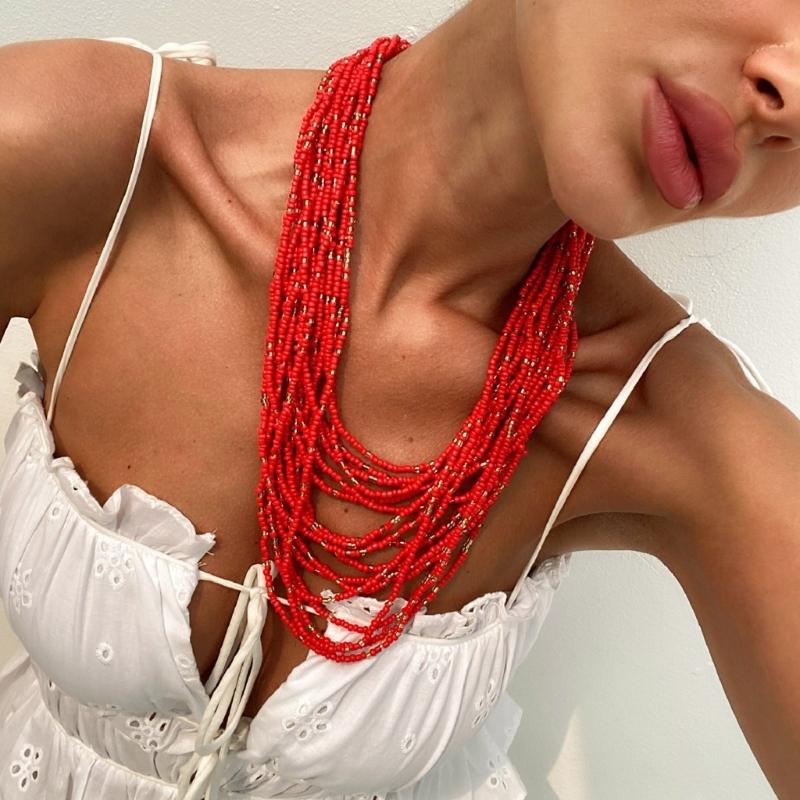 Elegant Beads Necklace Charm Necklace Beads Bracelet Multilayer Necklace Chain Necklace Suitable for Fashion Outfit