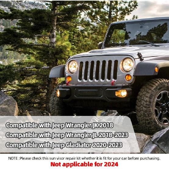 Sun Visor Repair Kit, Aluminum Alloy Sun Visor Clips For Jeep Wrangler JK 2018, JL 2018-, - Gladiator, Upgrade Visor Repair Kit, Car Visor