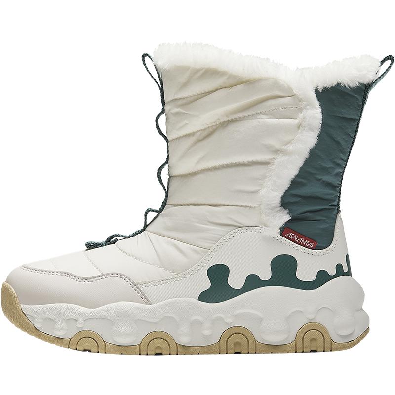 Anta Kids Trendy Fashion Thickened Warm Non-Slip High-Top Boots Kids Boots Mud-Gray Sage-Green Ivory-White A22446927-3