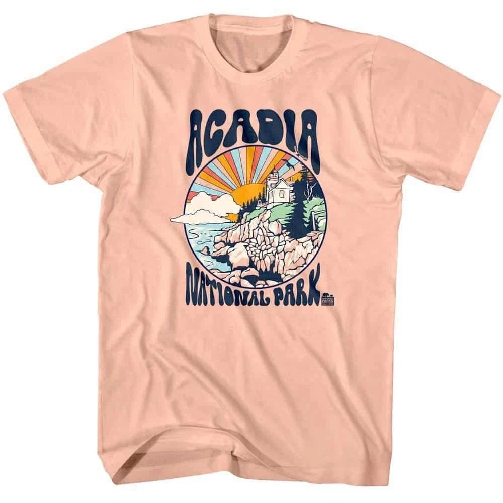 Acadia Park Lighthouse Sunset Men s T Shirt 3XL