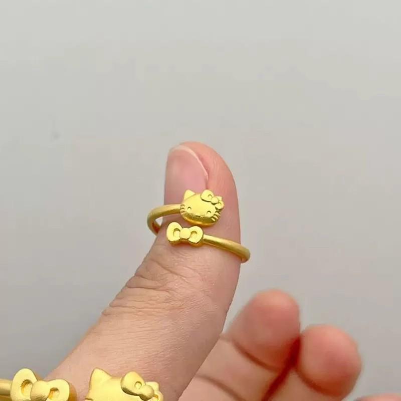 Hello Kitty-Inspired Adjustable Open Ring for Women – Cute Cat Design, Light Luxury & Trendy Style