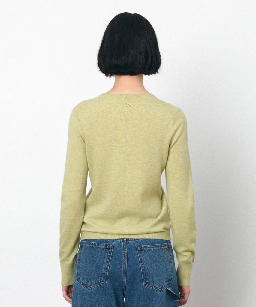 Siyajyu Sikn2175 Basic Round Neck Long Sleeve Knit_Yellow Green