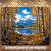 1 Piece of 2D Flat Background Fabric, Golden Leaves by the Lake In the Deep Autumn Scenery, Suitable for Party Use