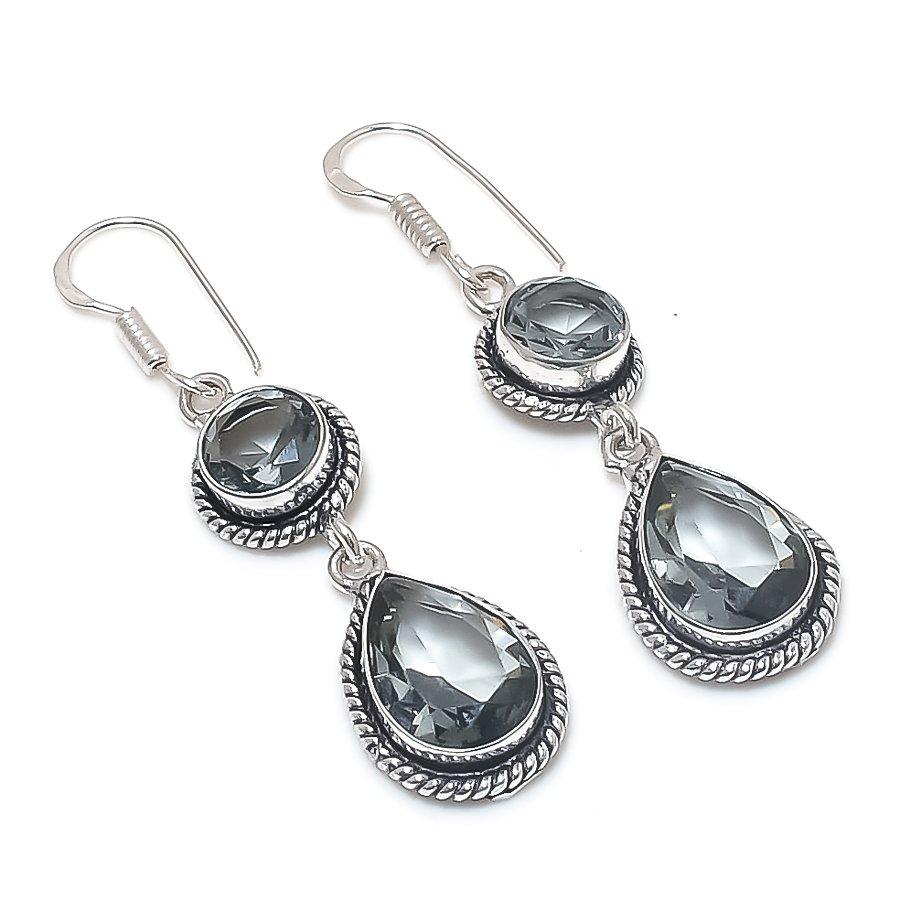 

Натуральный камень ИОЛИТ КВАРЦ Ручной работы Серьга из серебра 925 пробы 2,17 E0c52