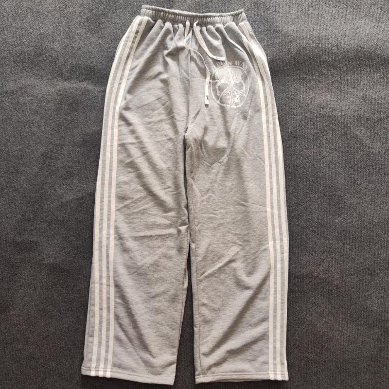 

Европейские и американские осенние полосатые свободные прямые спортивные брюки с высокой талией XL серый