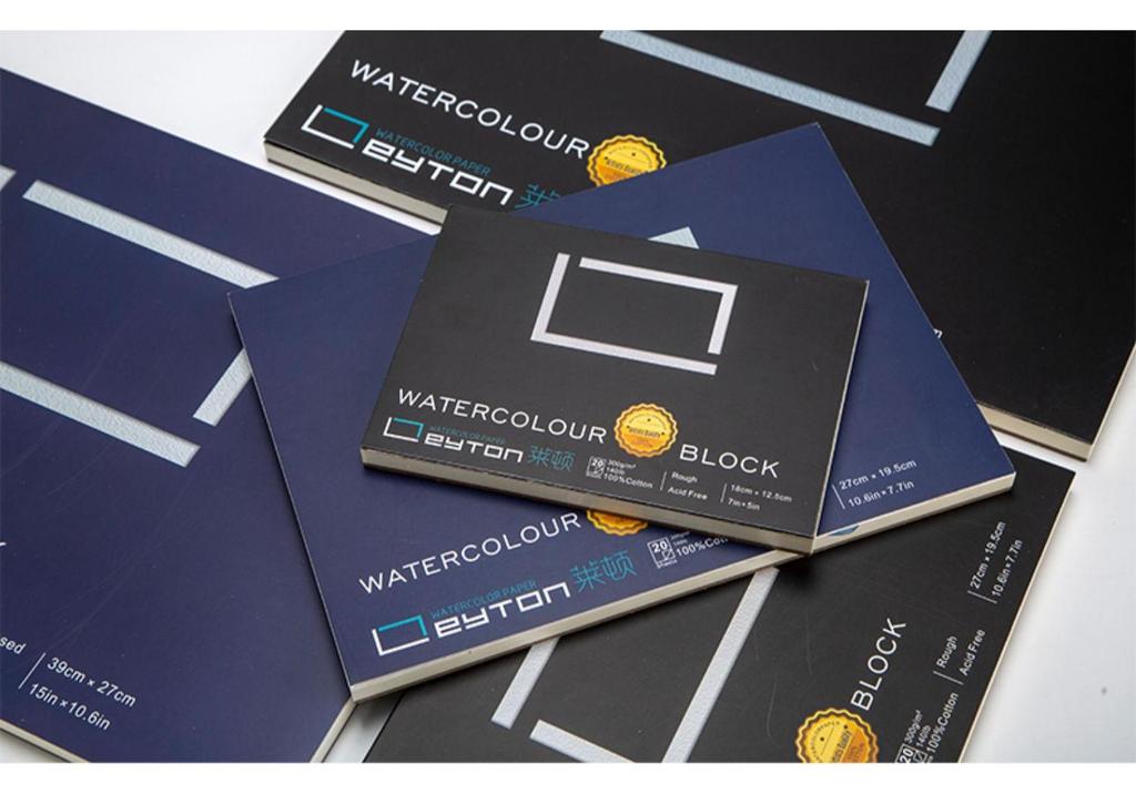 Leighton Portable Watercolor Sketchbook - Hand-painted, All Cotton, 32k-4k Sizes, 300g, Fine to Coarse Textures.
