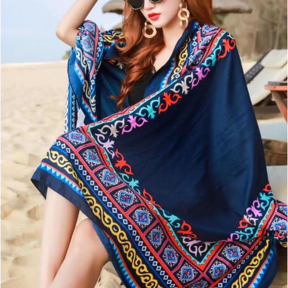 Chaka Salt Lake Great Northwest Tourism Ethnic Style Scarf Silk Scarf Women'S Summer Seaside Beach Shawl Sunscreen Thin