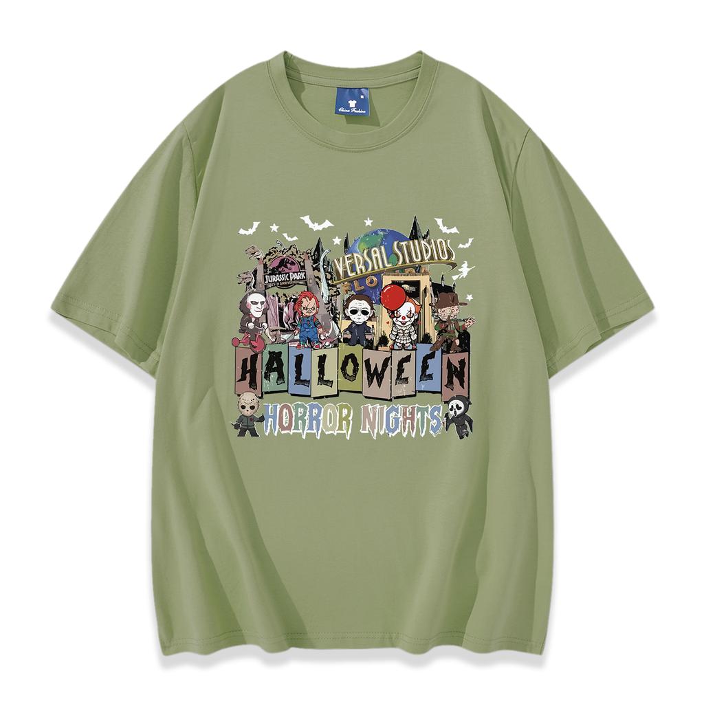 Horror Movie Characters Shirt Halloween Party Shirt Spooky Season Shirt Women Men Short Sleeve Streetwear Hip Hop Tops