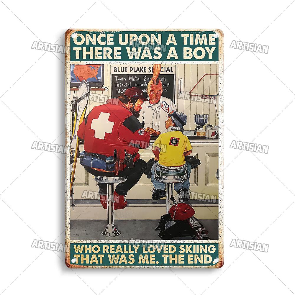 Artisian Skiing Snowboarding Metal Poster Sledding Tin Plaque Sport Decorative Plate Wall Decor Garage Bar Pub Club Hotel Cafe