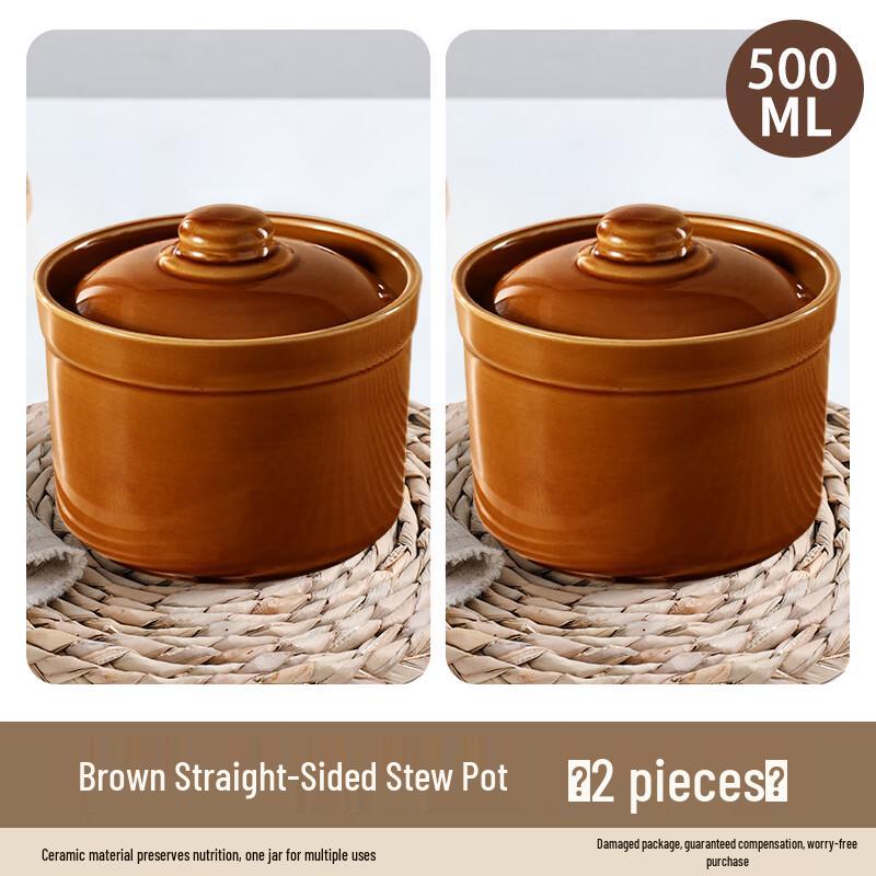 Zhaoran Ceramic Double Boiler Stew Pot with Lid, 2-Piece Set