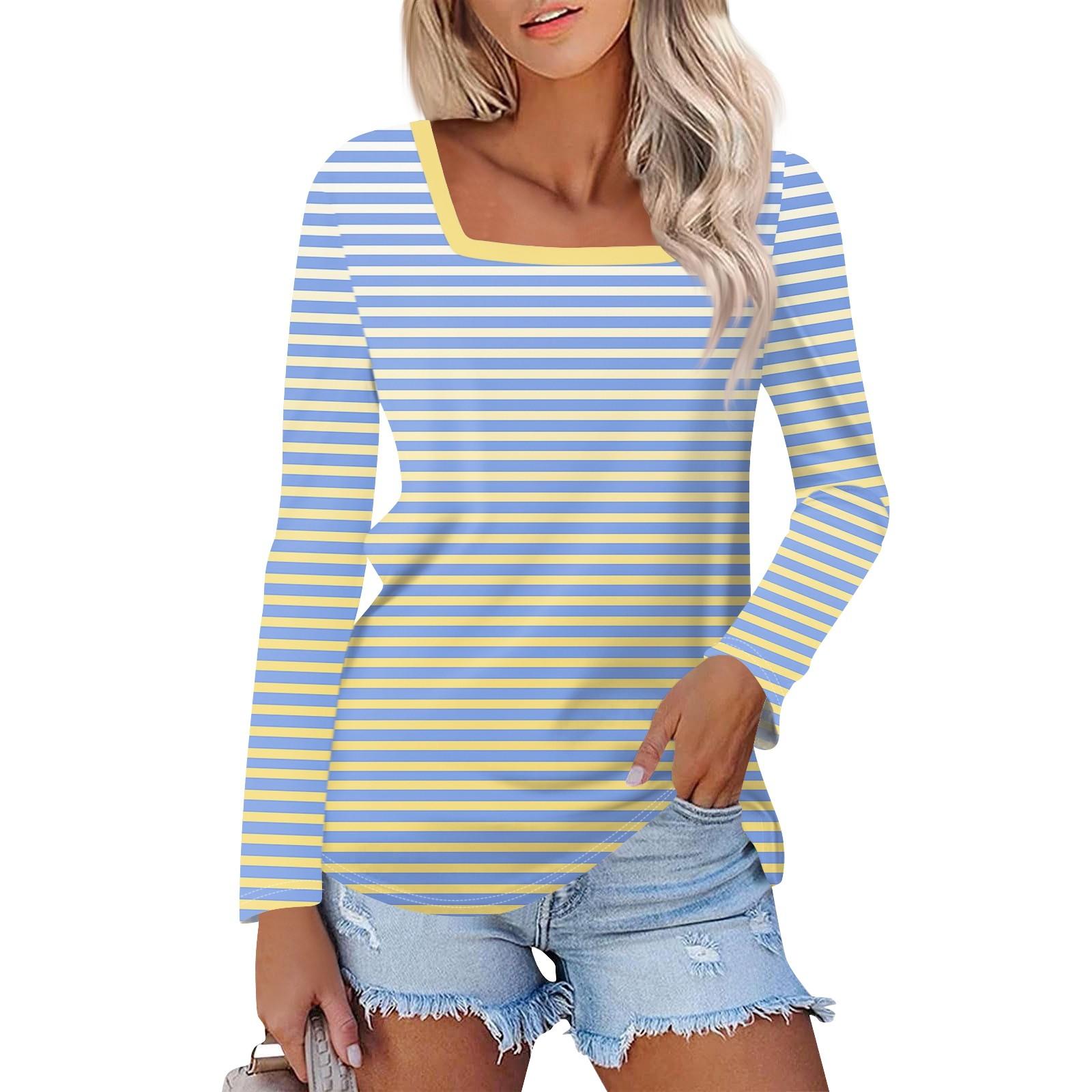 

Рубашка для женщин, модная повседневная свободная футболка с квадратным вырезом и длинным рукавом с принтом, женский топ XL