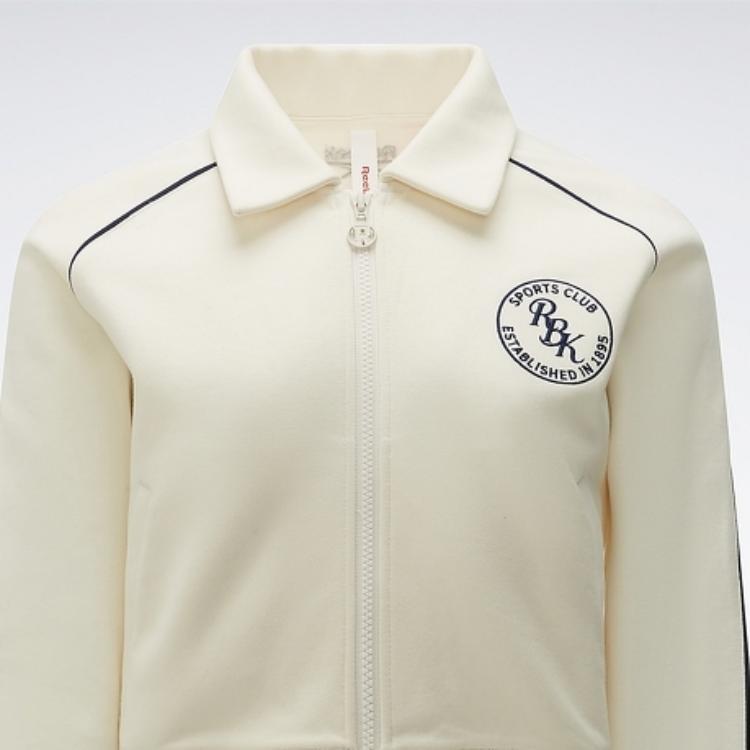 Reebok Color Block Sports Casual Knit Full-Zip Jacket Women Jackets Off-White 24SRC102WGW2