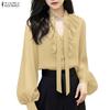 ZANZEA Women Ruffles V-Neck Casual Long Sleeve Blouse