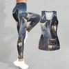Cunning Wolf Pattern Print Yoga Outfit for Women Fashion Workout Leggings Fitness Sports Casual Yoga Set Sports Suit
