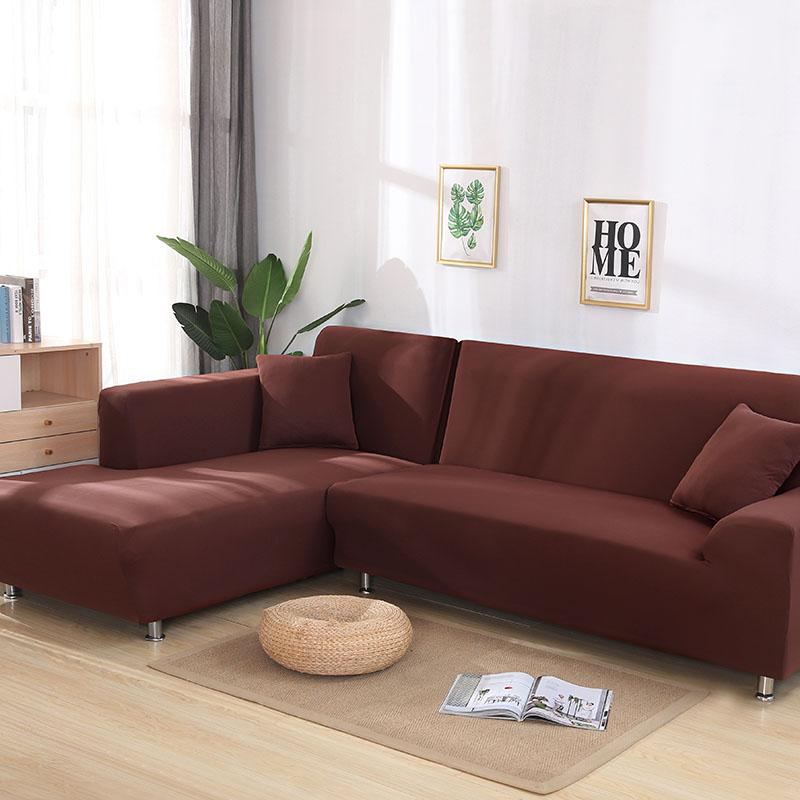 Grey Plain Color Elastic Stretch Sofa Cover Need Order 2Piece Sofa Cover If L-style Fundas Sofas Con Chaise Longue Case for Sofa