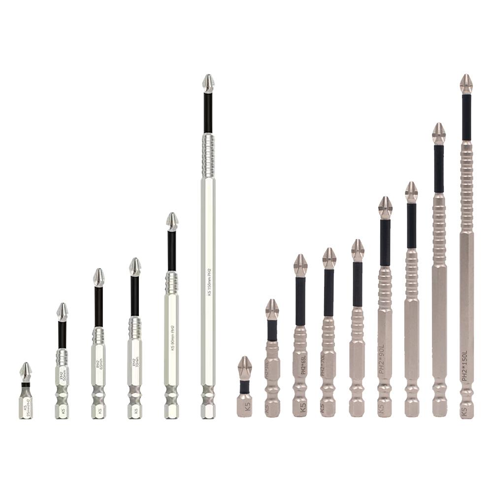 6/9 Pcs High Magnetic Screwdriver Drill Bit Kit Magnetic Screwdriver Bits with Threaded Cross Shaped Strong Magnetic Drill Head