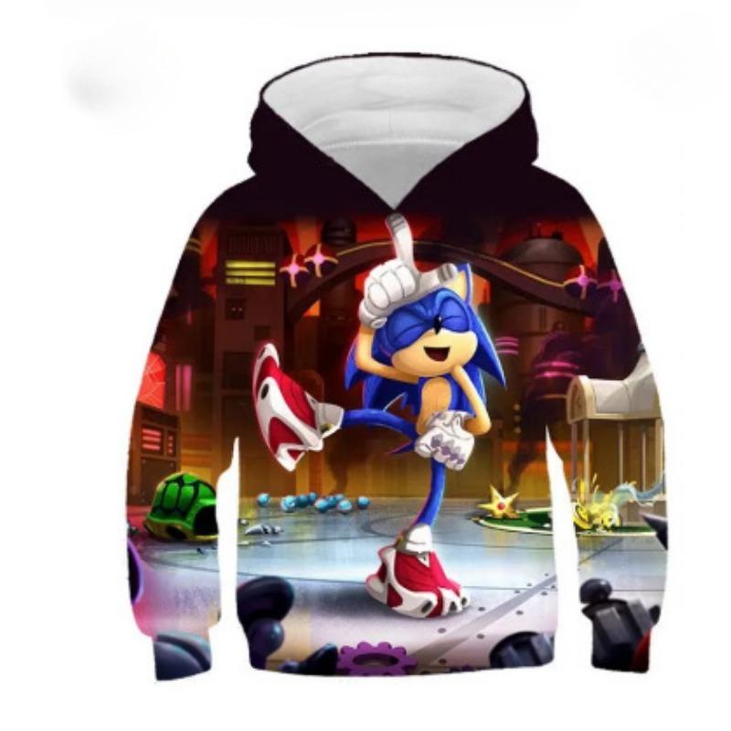 Podzimní 3D mikiny s potiskem Sonic the Hedgehog Módní Ležérní Sportovní Dlouhý rukáv Dětské Chlapecké Mikiny s kapucí