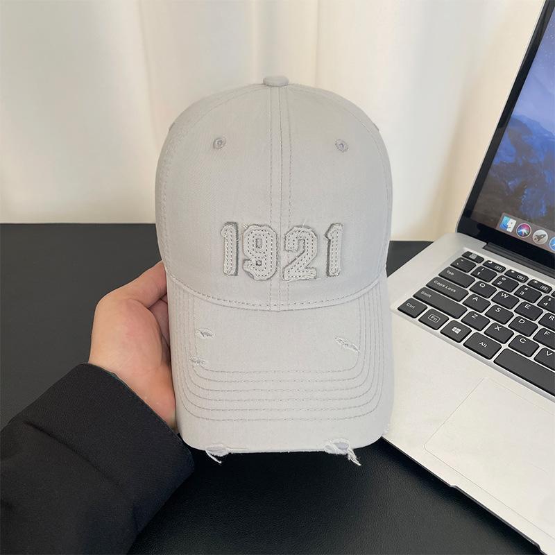 Alphabet Patch Baseball Cap Women's Spring Summer Vintage Washed Hole Sun Hat Outdoor UV Protection Cap Men