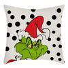 Grinch Linen Throw Pillowcase Holiday Sofa Office Cushion Pillowcase Green Furry Christmas Pillowcase