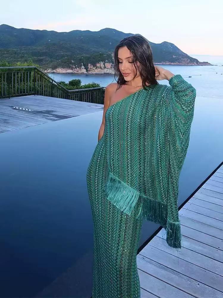 2026 Stylish European & American Women's Elegant Long Tassel Dress