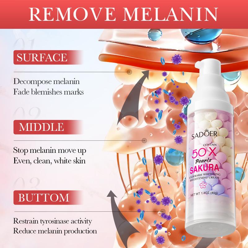 Sakura Collagen Underarm Whitening Brighten Cream,Moisturize, Smooth and Delicate Light Beige, Improve Dryness and Dark Yellow of Underarm Light Beige