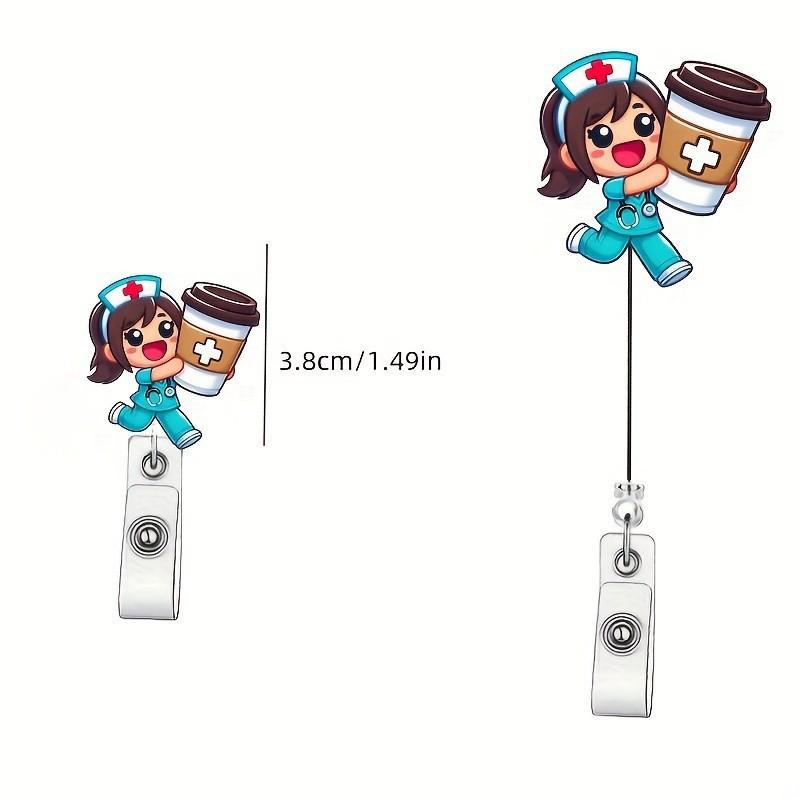 Cute Ambulance Retractable Nurse Badge Reel Clip Cartoon Medicine Doctor Students IC ID Card Badge Holder