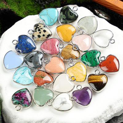 Heart-Shaped 15x19mm Natural Amethyst Agate Jade Bezel Pendant for DIY Jewelry Making