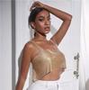 Bling Rhinestones Party Crop Top 2022 Fashion Solid Backless Straps Full Diamonds Sequins Cami Cropped Top for Women