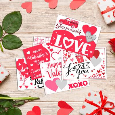 6/12ks Valentýnská stírací karta pro páry se samolepkami DIY Romantická přáníčka se srdíčkem Svatební Zasnoubení Výročí Party Potřeby