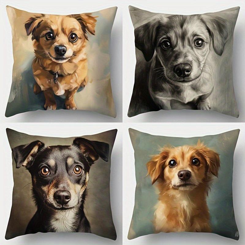 Home Decor Cute Dog Portraits Pillow Covers for Home Pattern Cushion Cover Suitable for Sofa Bedroom Car Pillow Cover