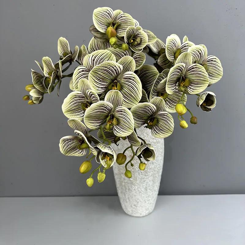 Künstlicher Schmetterlingsorchideen-Zweig mit Real-Touch-Kunstblume Hoteldekoration Silikon-Baumwolle Phalaenopsis Simulationsblumen