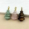 Natural Pink Crystal & Tiger Eye Christmas Tree Pendant with Clavicle Chain