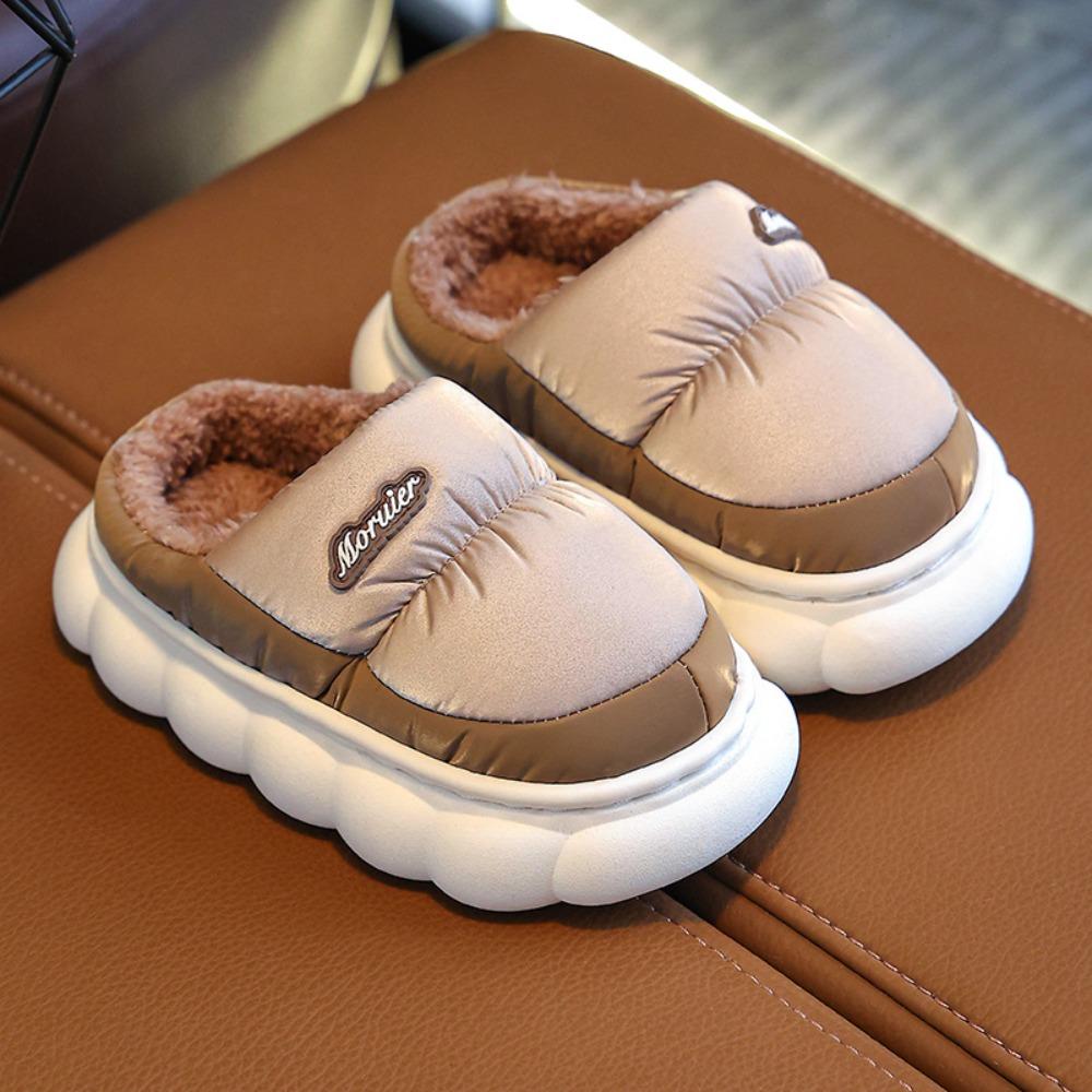 

Soft Sole Cotton Slippers Waterproof Flat Shoes New Plush Home Shoes for Kids Boys Girls 34-35 коричневий